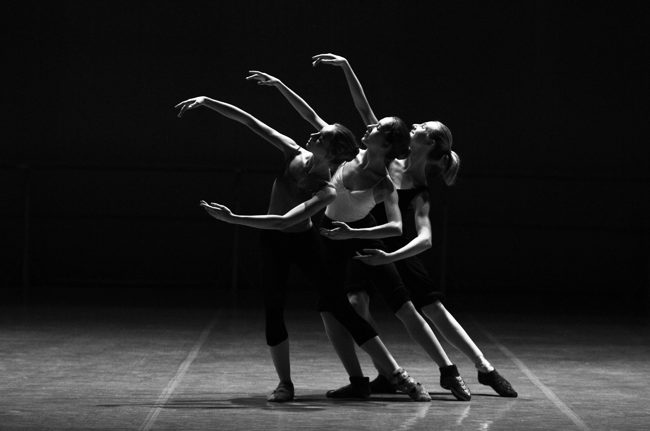 Black and white image of people dancing